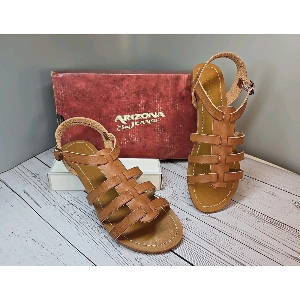 The Original Arizona‎ Jean Co Tan Sandals Women Size 8.5 M Strappy Tatum NIB